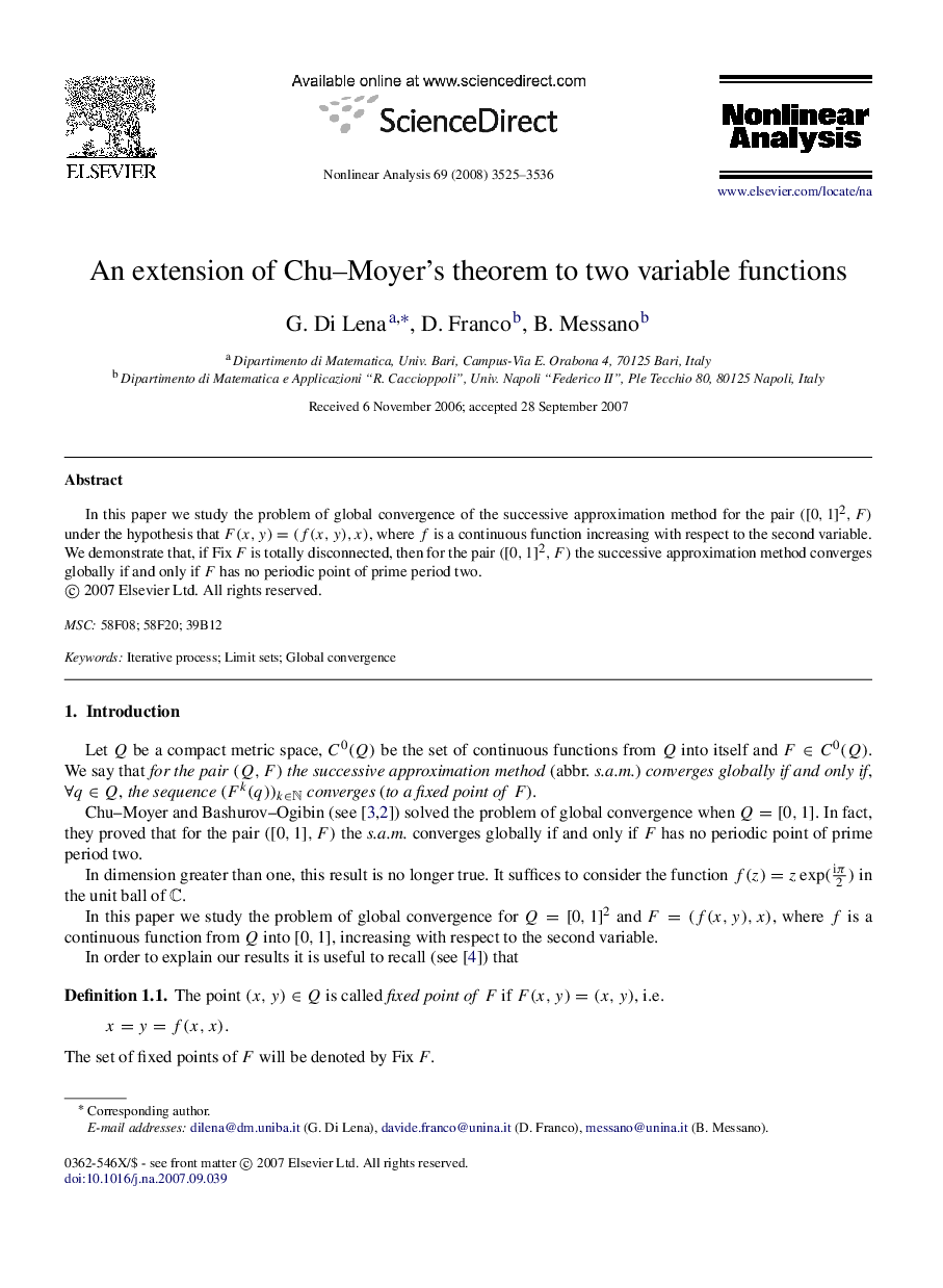 An extension of Chu-Moyer's theorem to two variable functions