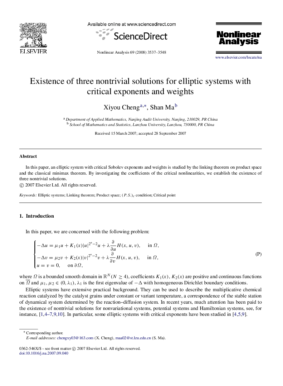 Existence of three nontrivial solutions for elliptic systems with critical exponents and weights