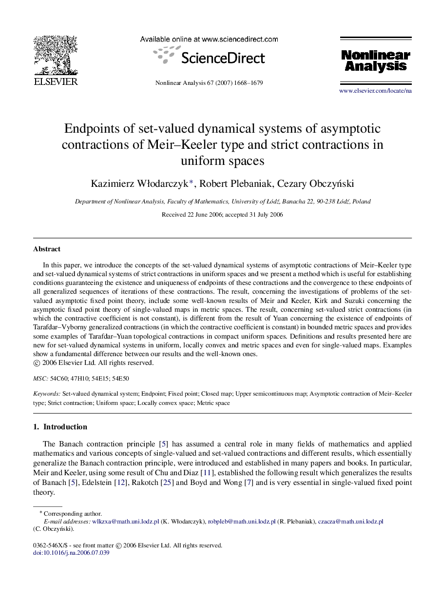 Endpoints of set-valued dynamical systems of asymptotic contractions of Meir–Keeler type and strict contractions in uniform spaces