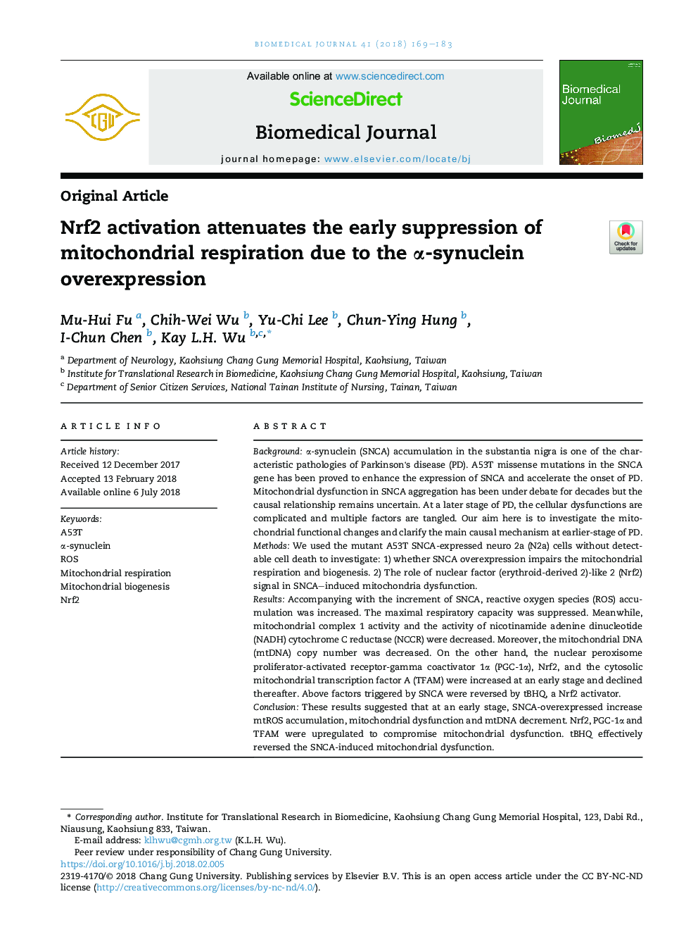 Nrf2 activation attenuates the early suppression of mitochondrial respiration due to the Î±-synuclein overexpression
