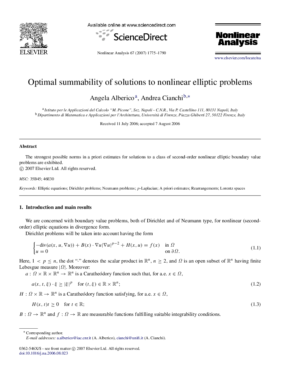 Optimal summability of solutions to nonlinear elliptic problems