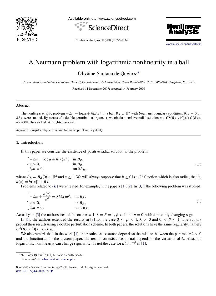 A Neumann problem with logarithmic nonlinearity in a ball