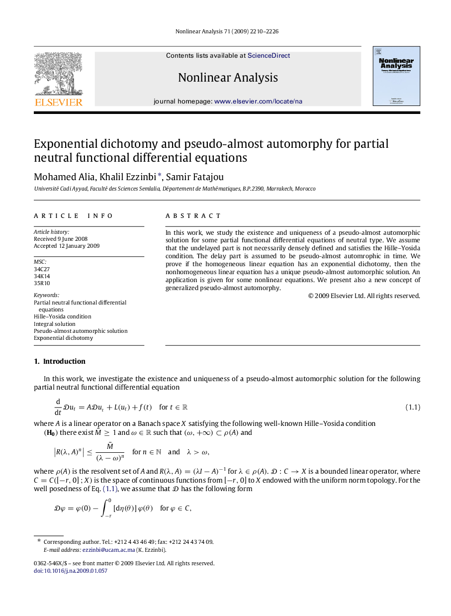 Exponential dichotomy and pseudo-almost automorphy for partial neutral functional differential equations