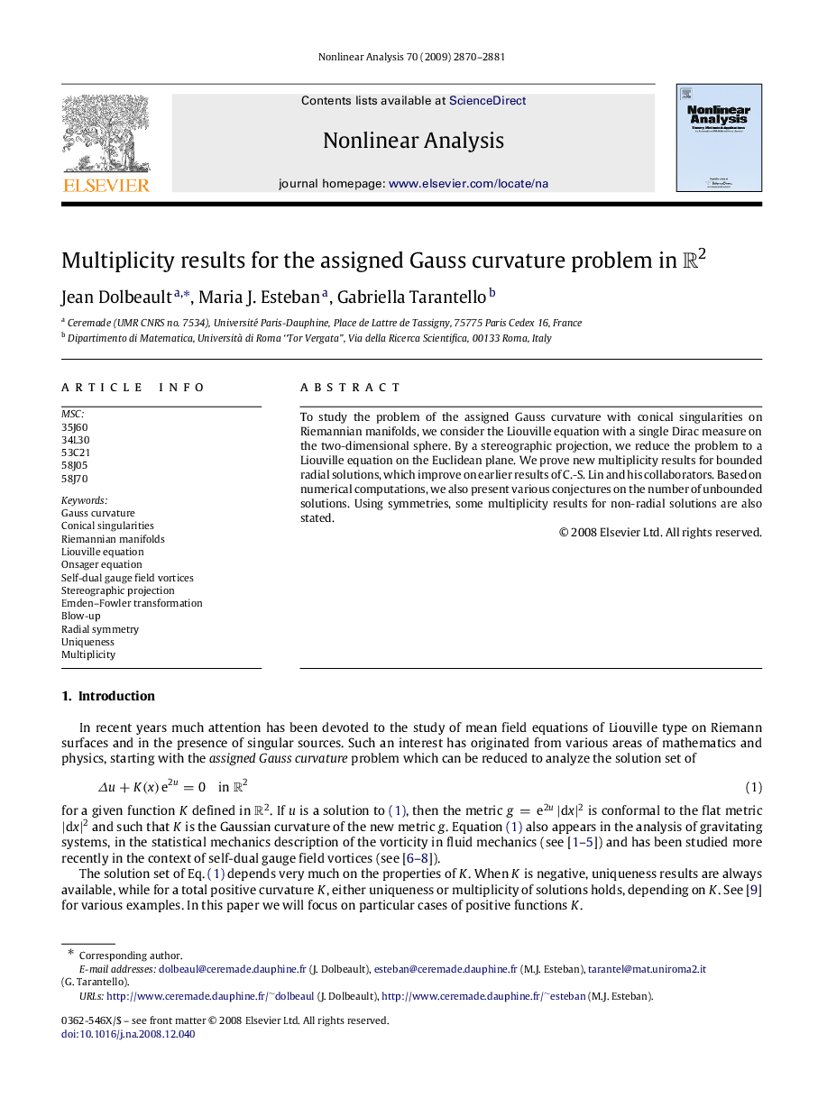 Multiplicity results for the assigned Gauss curvature problem in R2R2