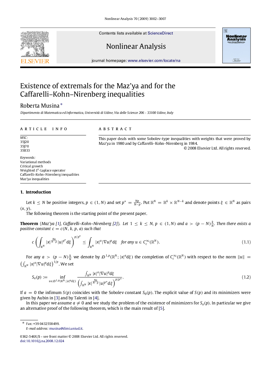 Existence of extremals for the Maz’ya and for the Caffarelli–Kohn–Nirenberg inequalities