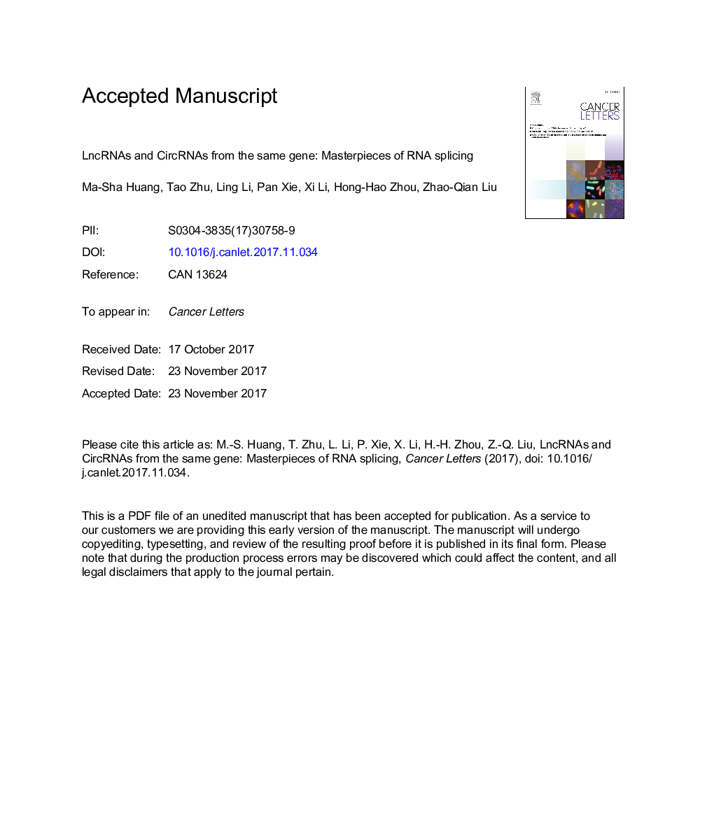 LncRNAs and CircRNAs from the same gene: Masterpieces of RNA splicing