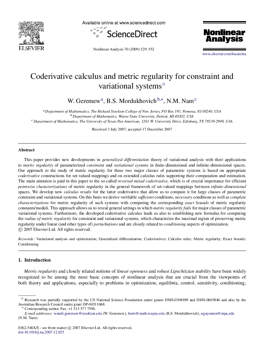 Coderivative calculus and metric regularity for constraint and variational systems 