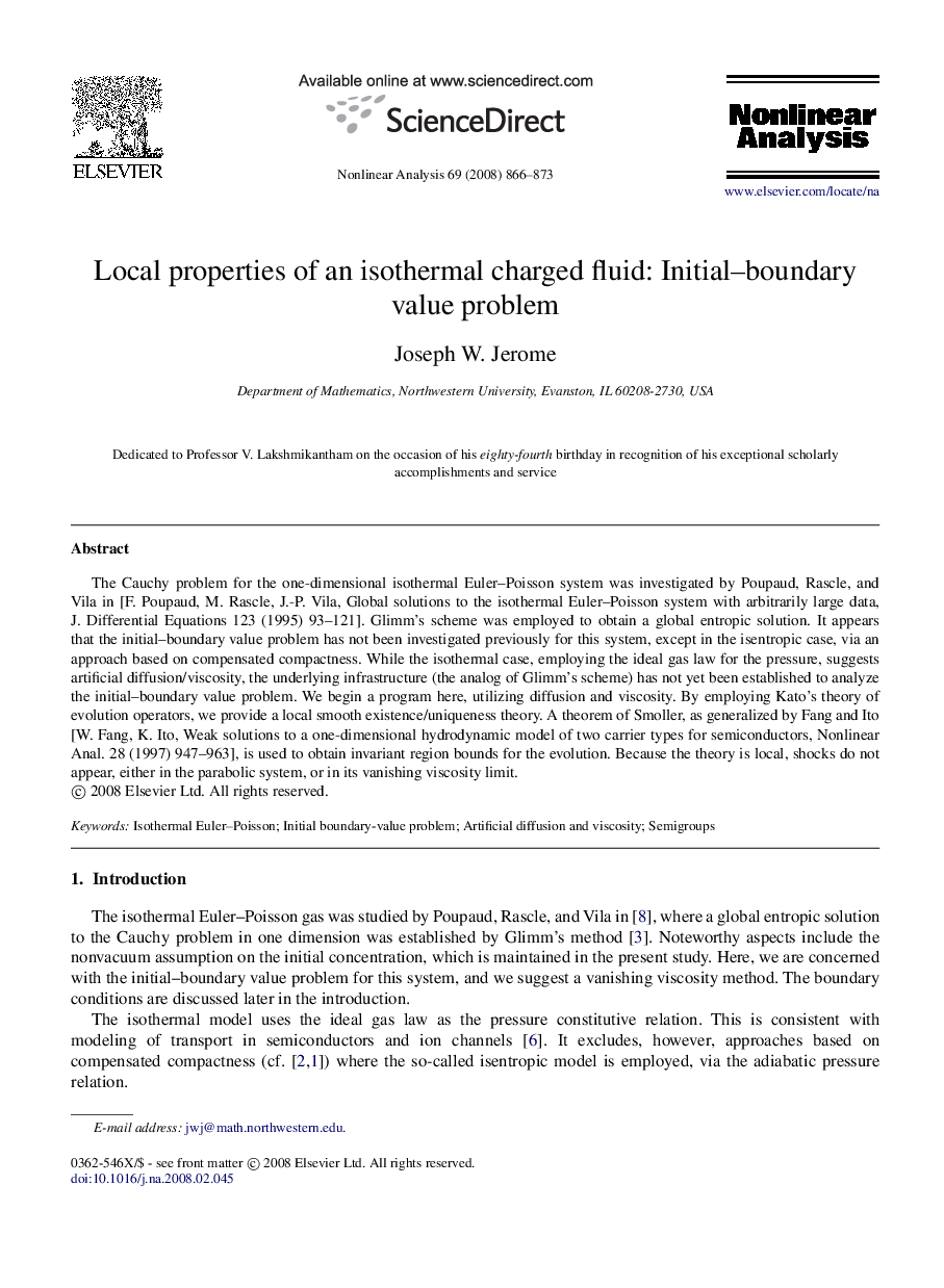Local properties of an isothermal charged fluid: Initial-boundary value problem
