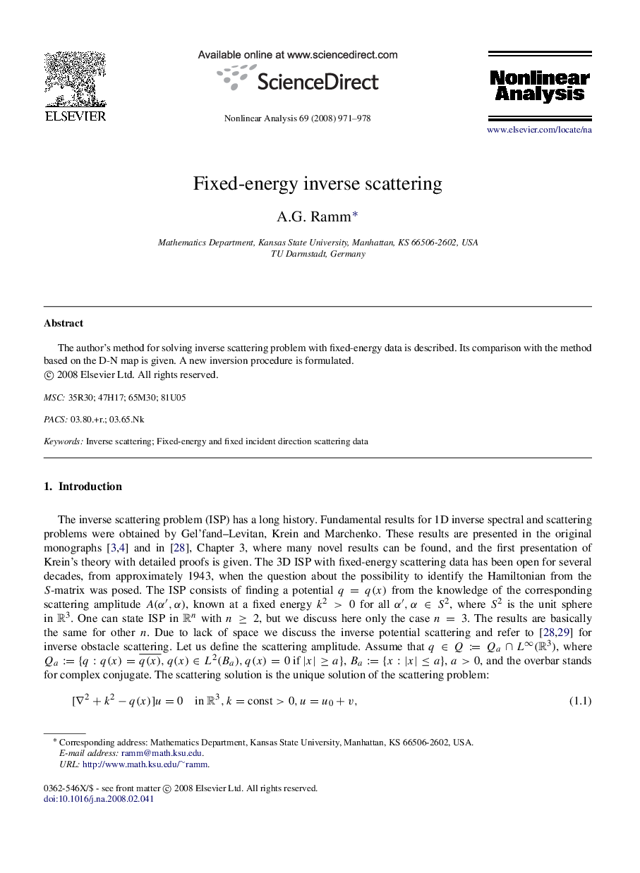 Fixed-energy inverse scattering