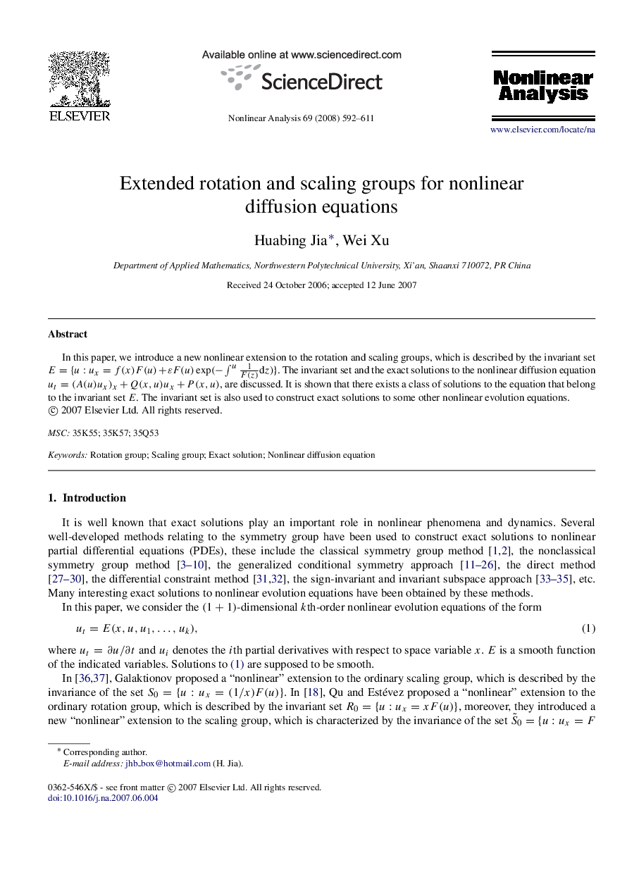 Extended rotation and scaling groups for nonlinear diffusion equations