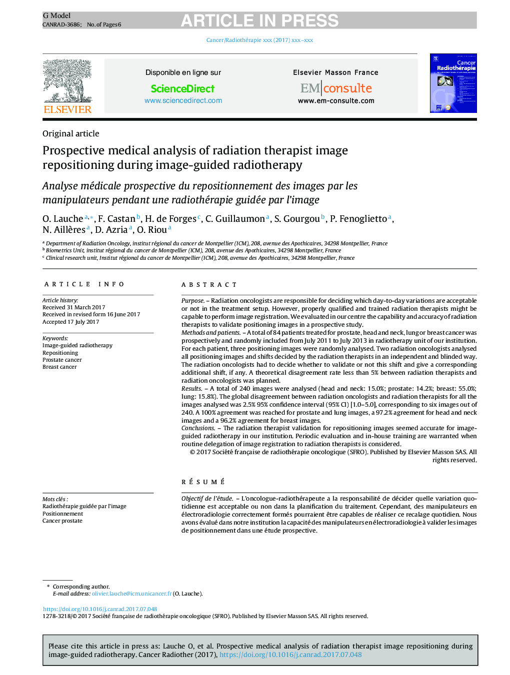 Prospective medical analysis of radiation therapist image repositioning during image-guided radiotherapy