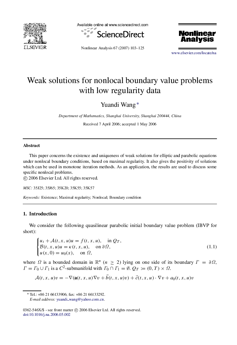 Weak solutions for nonlocal boundary value problems with low regularity data