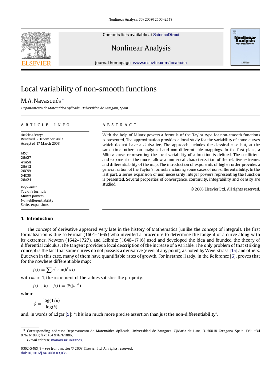 Local variability of non-smooth functions