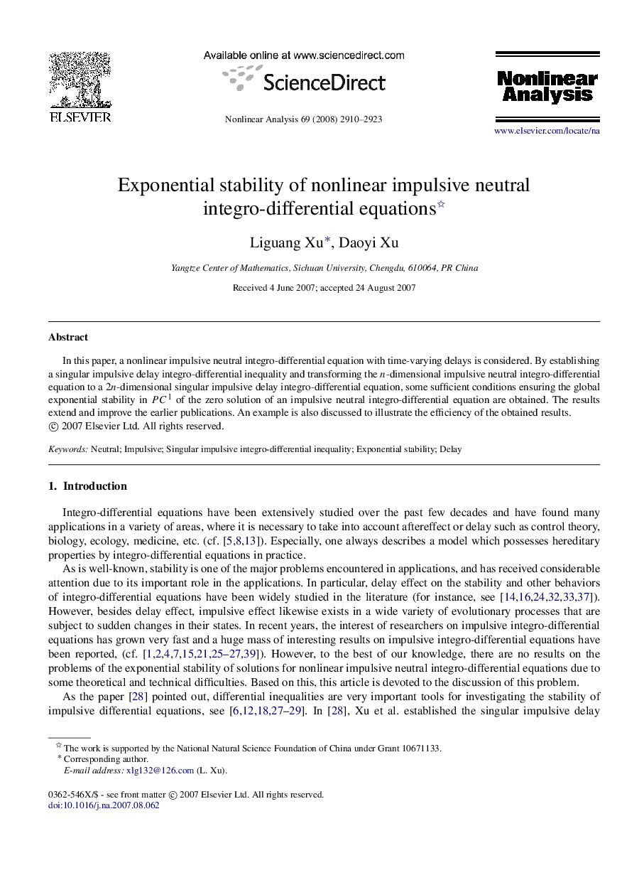 Exponential stability of nonlinear impulsive neutral integro-differential equations 