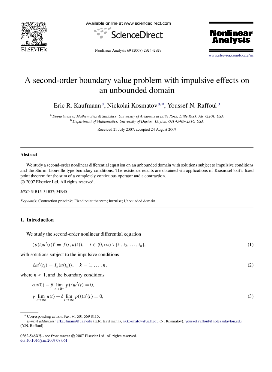 A second-order boundary value problem with impulsive effects on an unbounded domain