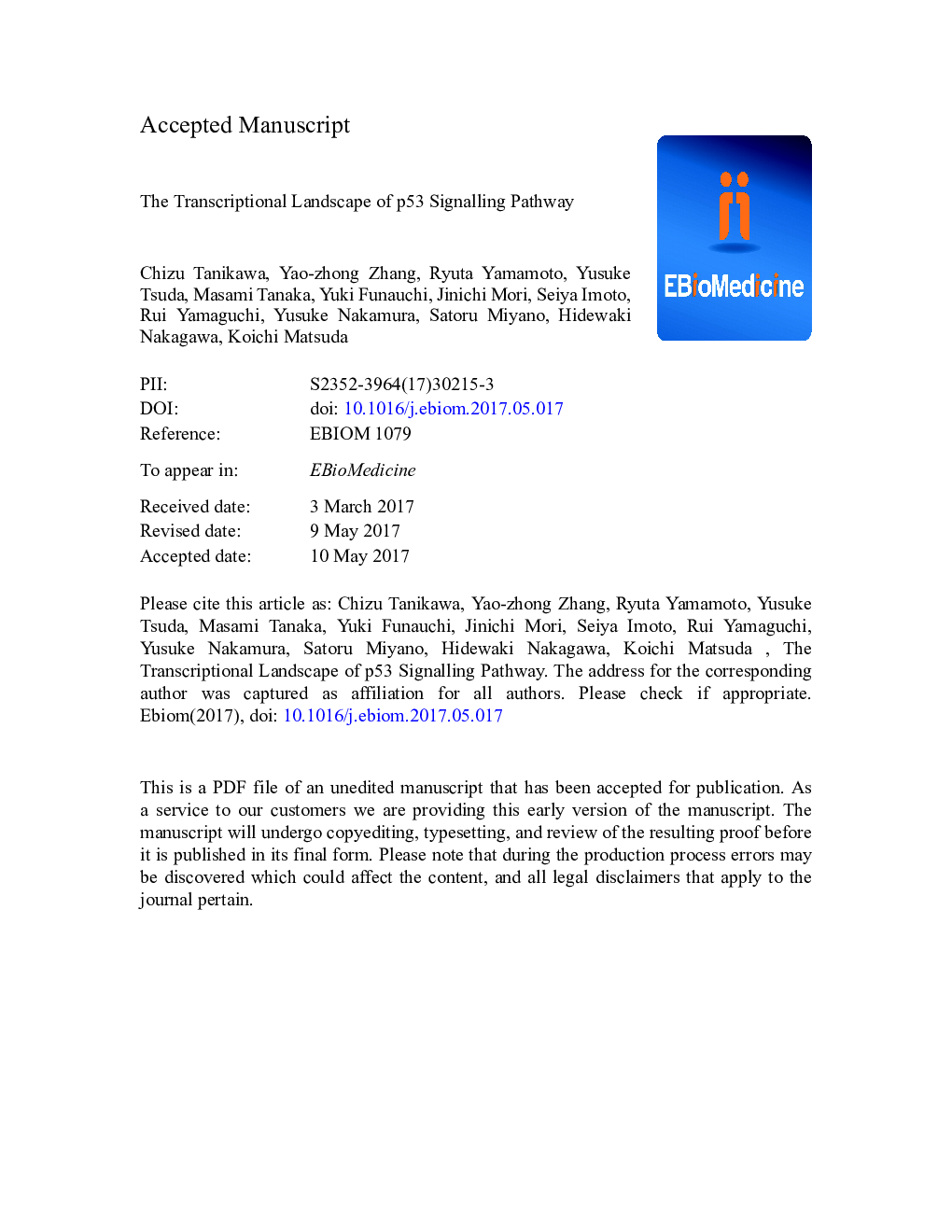 The Transcriptional Landscape of p53 Signalling Pathway