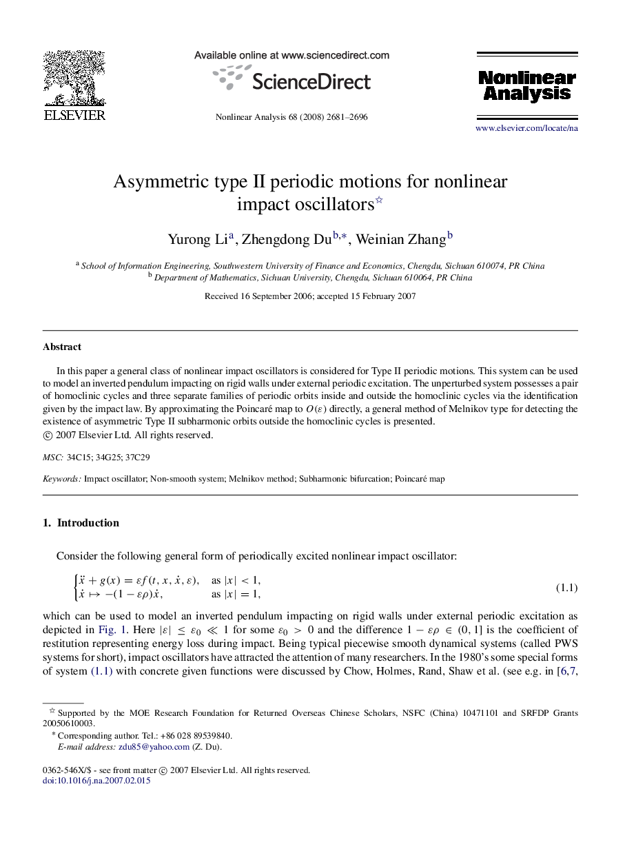 Asymmetric type II periodic motions for nonlinear impact oscillators 
