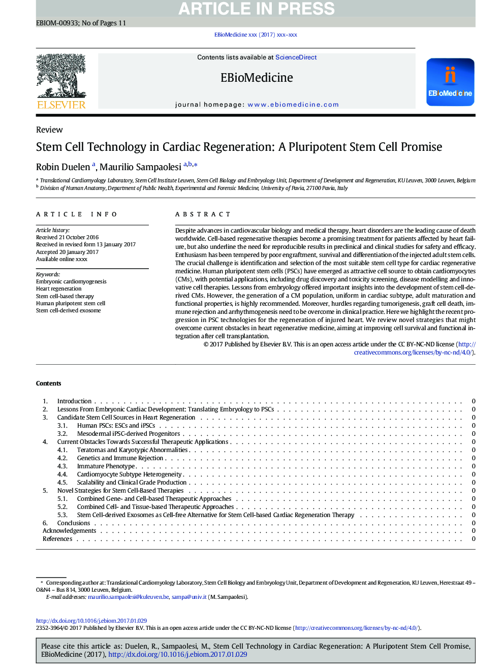 Stem Cell Technology in Cardiac Regeneration: A Pluripotent Stem Cell Promise