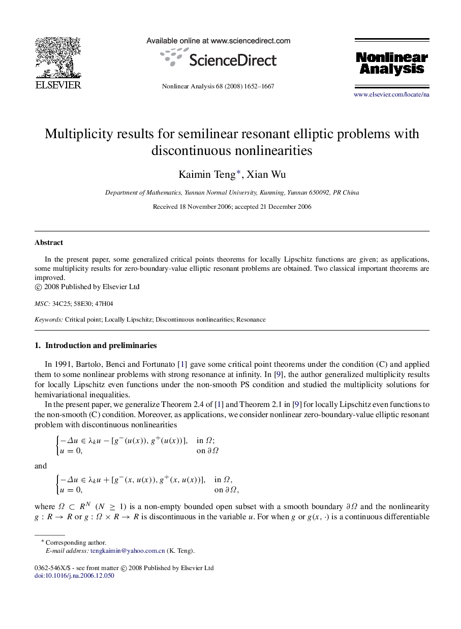 Multiplicity results for semilinear resonant elliptic problems with discontinuous nonlinearities