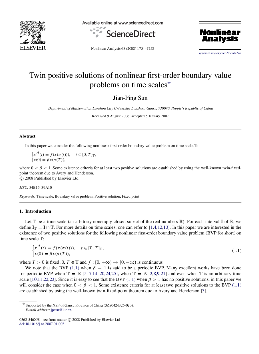 Twin positive solutions of nonlinear first-order boundary value problems on time scales 