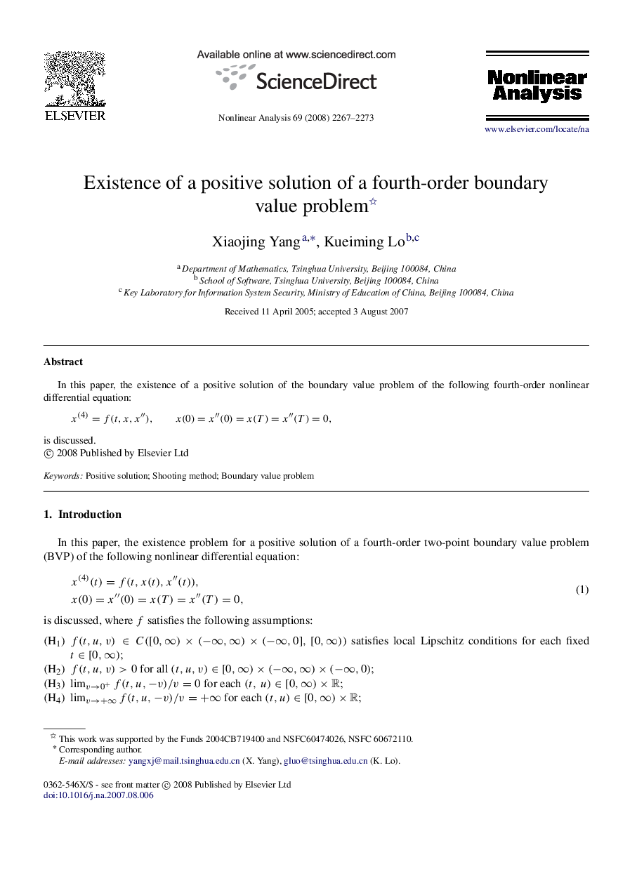 Existence of a positive solution of a fourth-order boundary value problem 