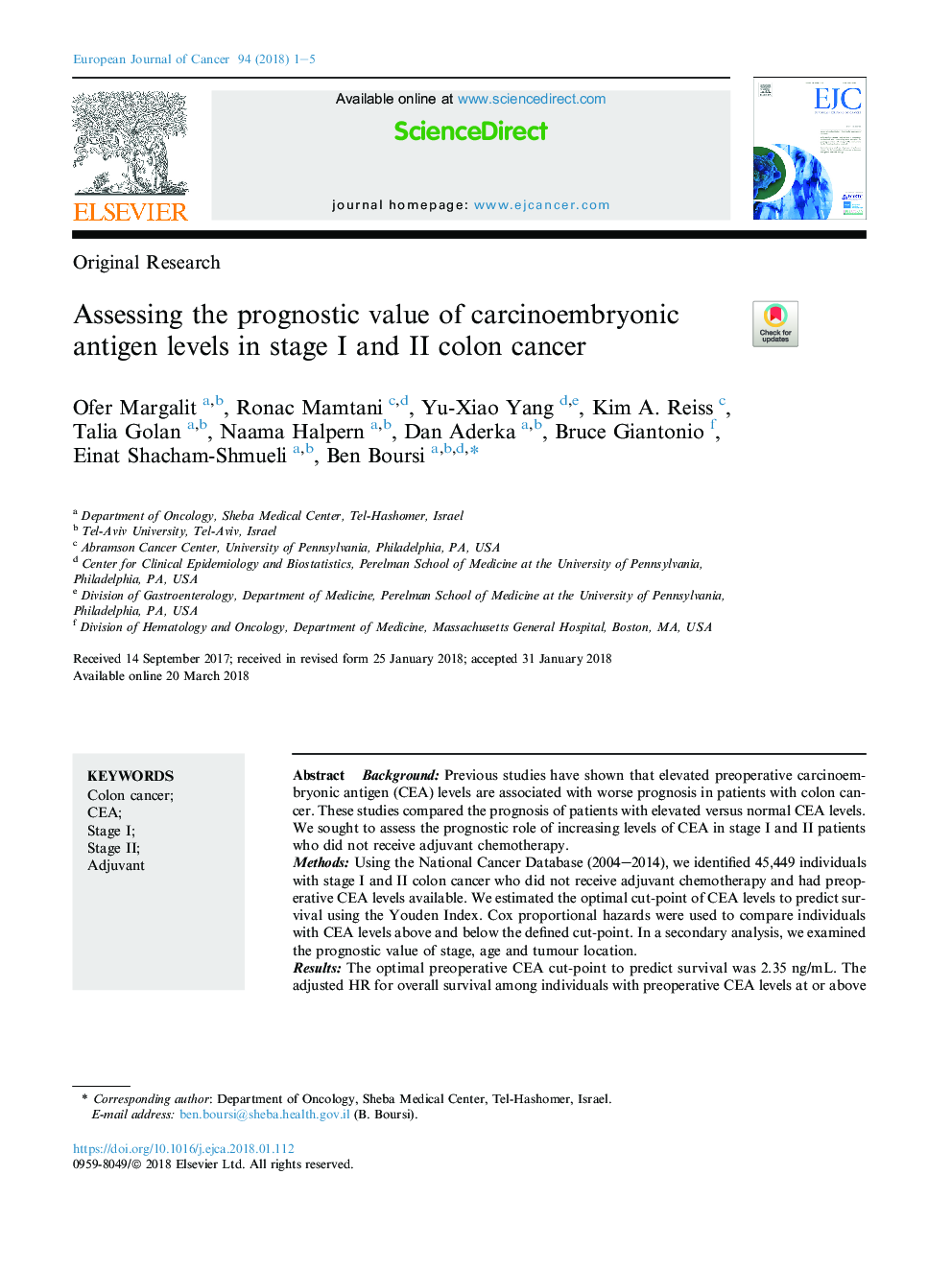 Assessing the prognostic value of carcinoembryonic antigen levels in stage I and II colon cancer