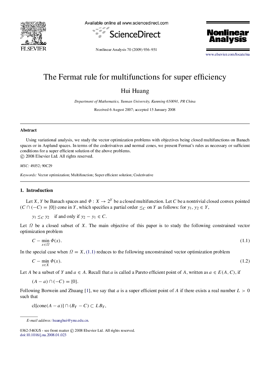 The Fermat rule for multifunctions for super efficiency