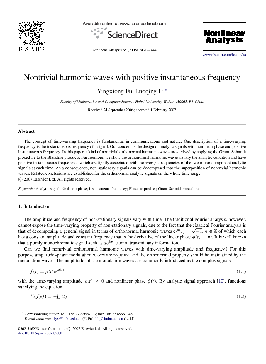 Nontrivial harmonic waves with positive instantaneous frequency