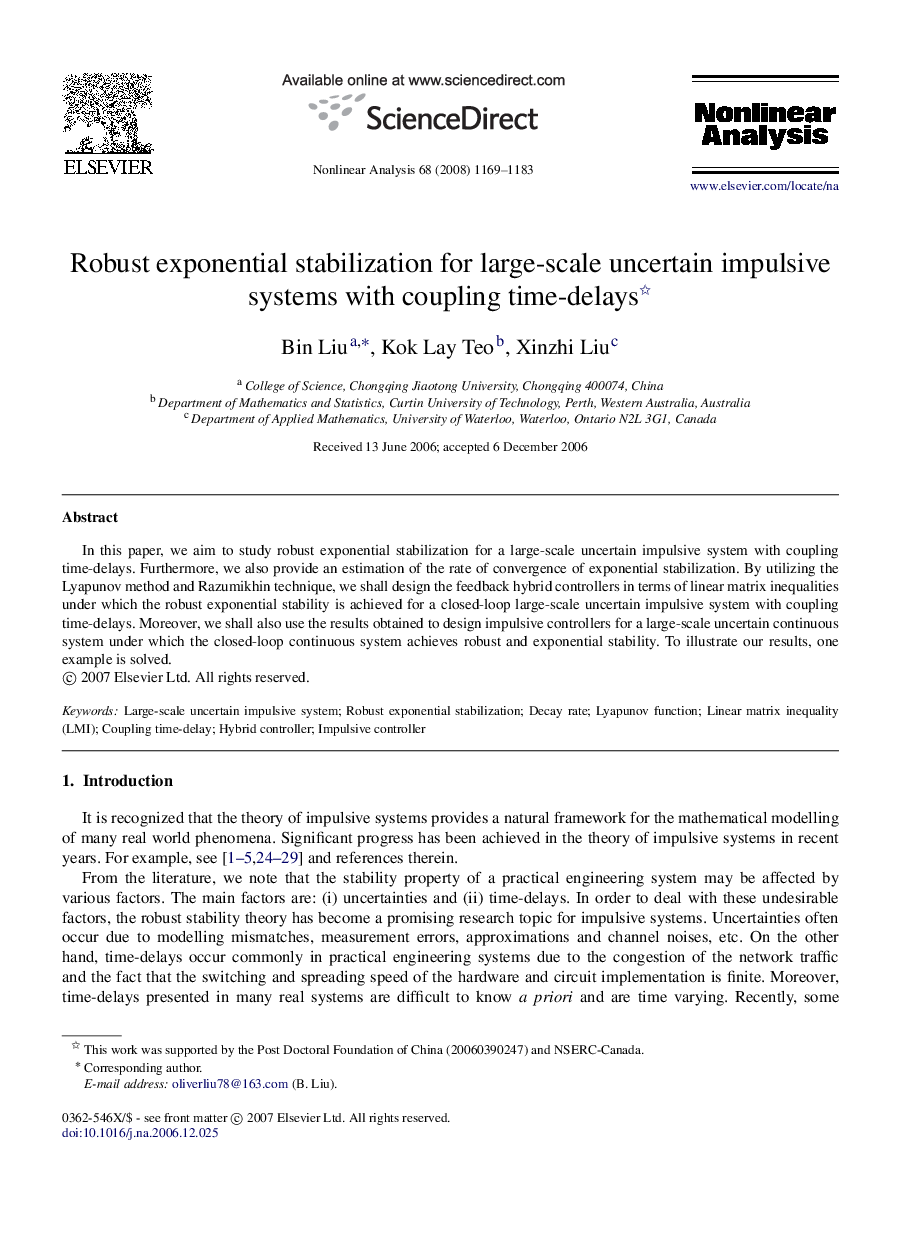 Robust exponential stabilization for large-scale uncertain impulsive systems with coupling time-delays 