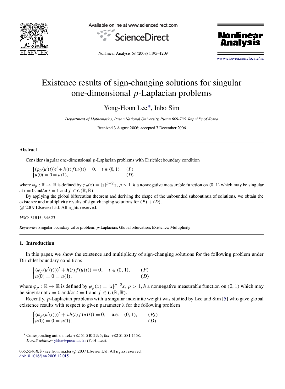 Existence results of sign-changing solutions for singular one-dimensional pp-Laplacian problems