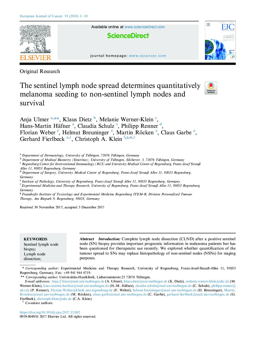 The sentinel lymph node spread determines quantitatively melanoma seeding to non-sentinel lymph nodes and survival