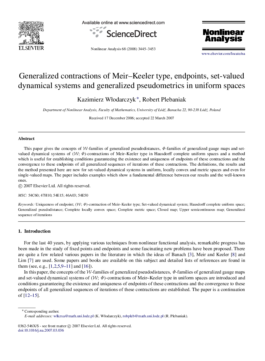 Generalized contractions of Meir-Keeler type, endpoints, set-valued dynamical systems and generalized pseudometrics in uniform spaces