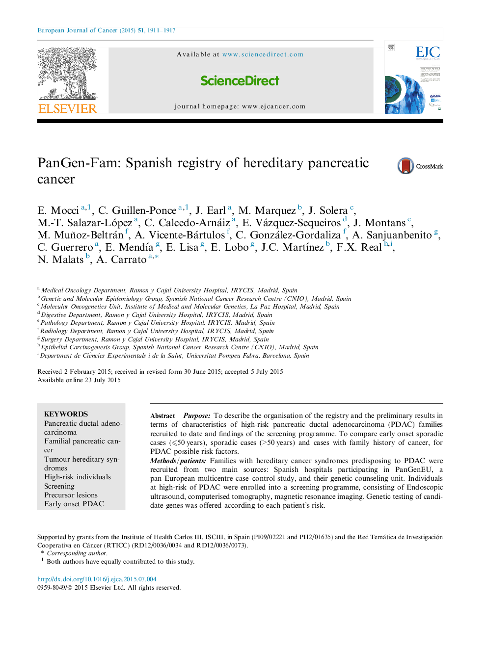 PanGen-Fam: Spanish registry of hereditary pancreatic cancer