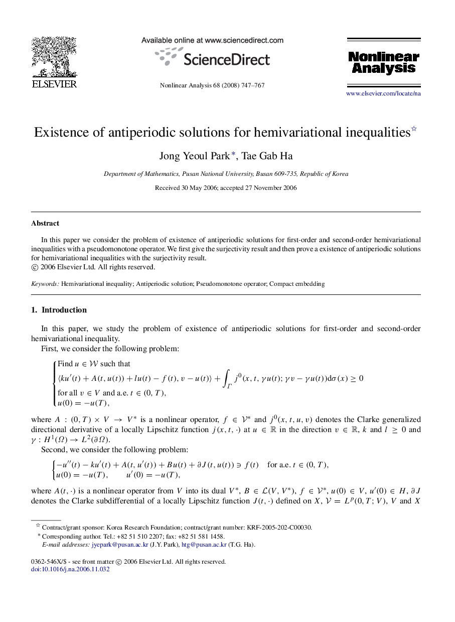 Existence of antiperiodic solutions for hemivariational inequalities 