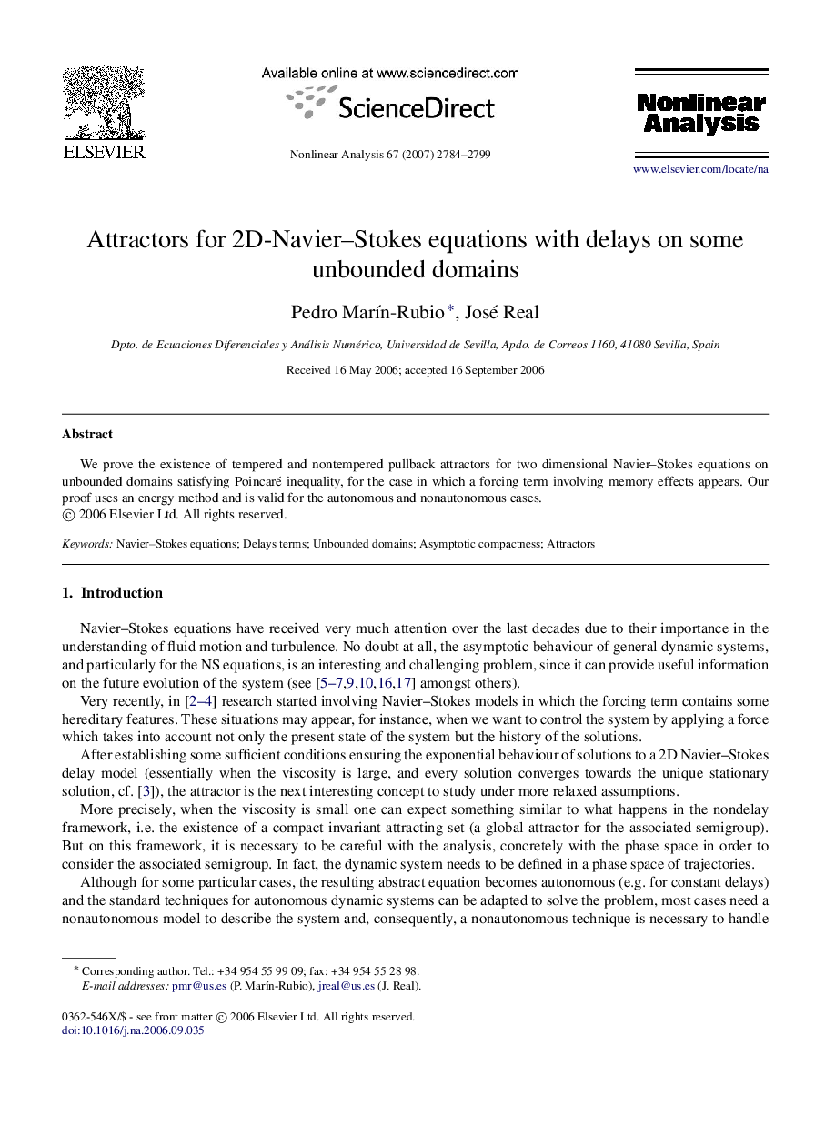 Attractors for 2D-Navier–Stokes equations with delays on some unbounded domains