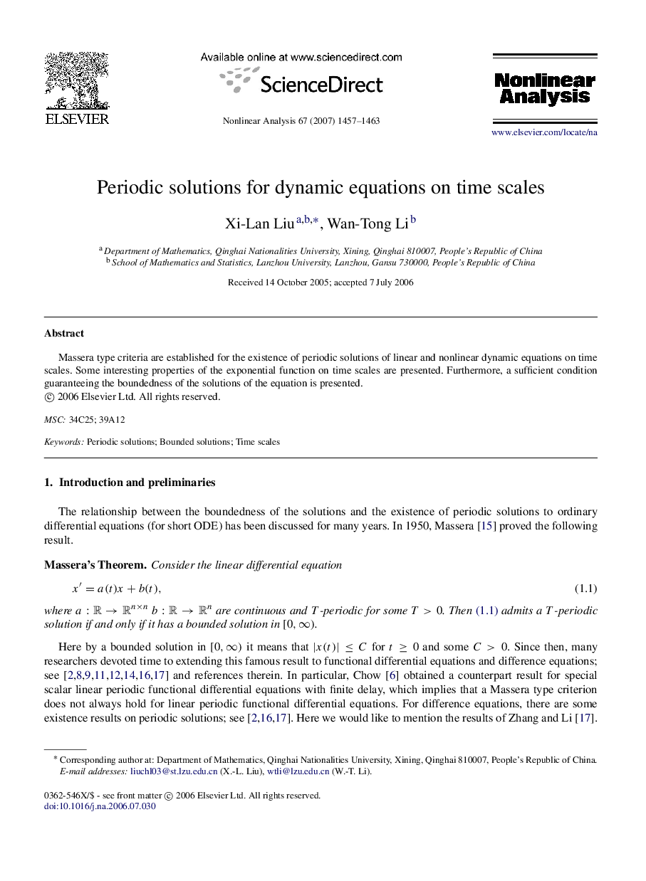 Periodic solutions for dynamic equations on time scales