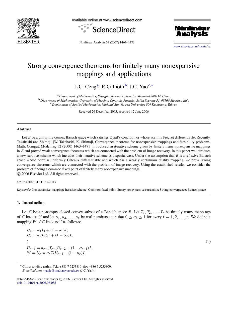 Strong convergence theorems for finitely many nonexpansive mappings and applications