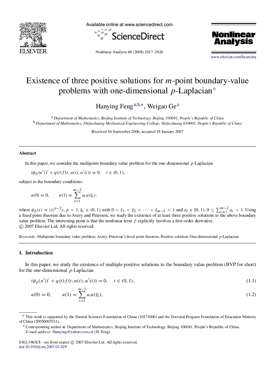 Existence of three positive solutions for mm-point boundary-value problems with one-dimensional pp-Laplacian 