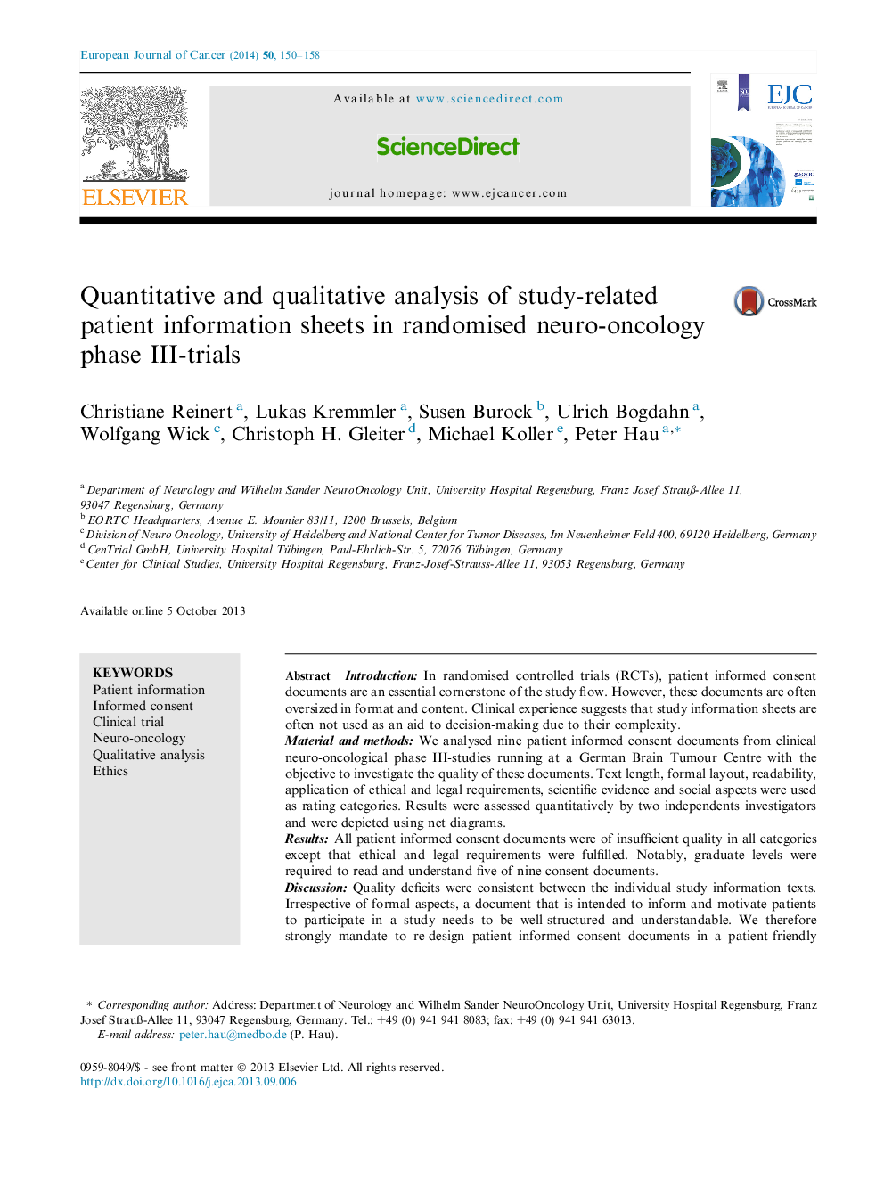 Quantitative and qualitative analysis of study-related patient information sheets in randomised neuro-oncology phase III-trials