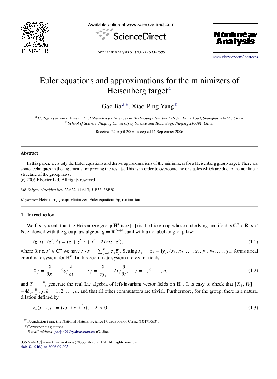 Euler equations and approximations for the minimizers of Heisenberg target