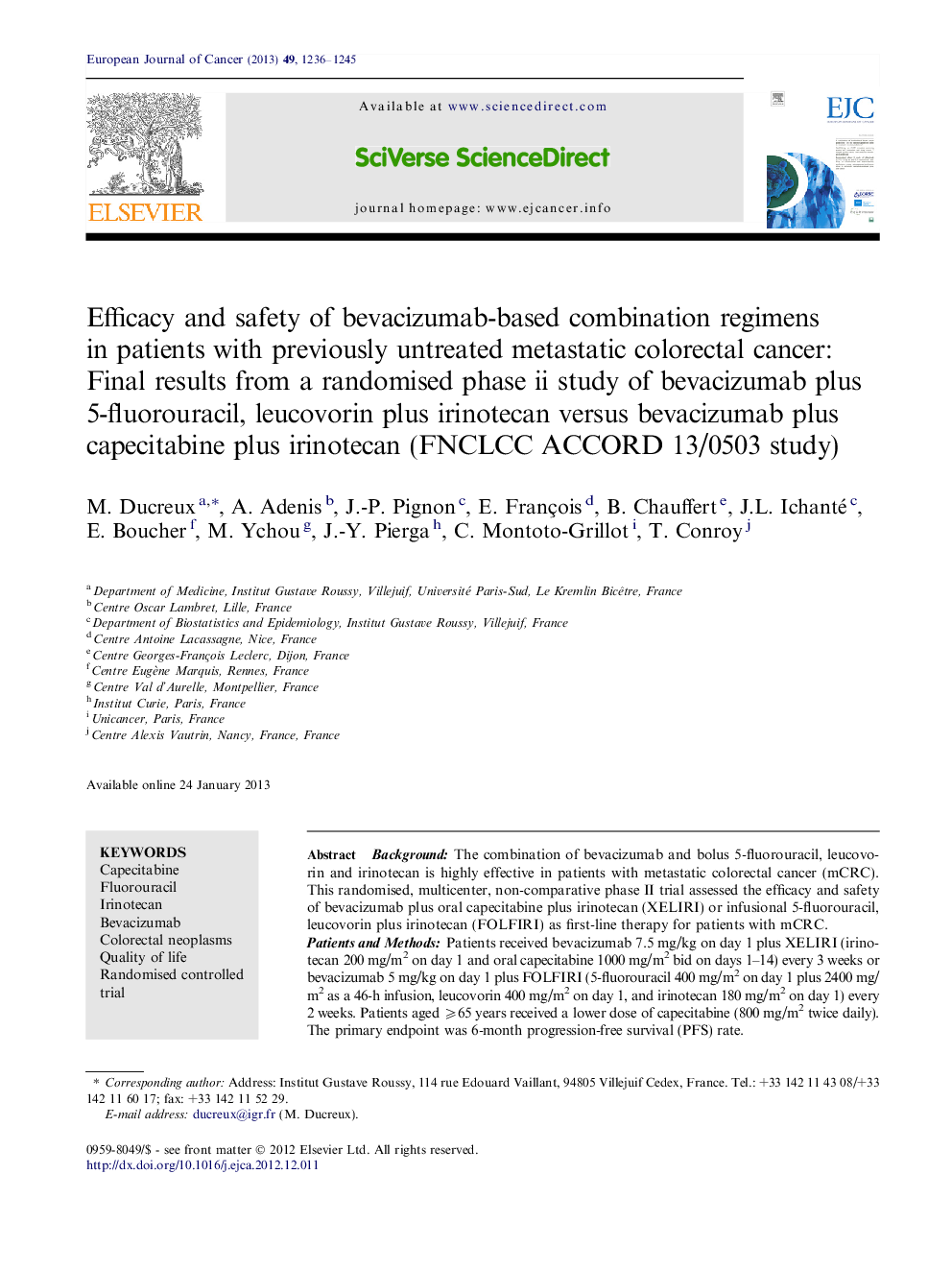 Efficacy and safety of bevacizumab-based combination regimens in patients with previously untreated metastatic colorectal cancer: Final results from a randomised phase ii study of bevacizumab plus 5-fluorouracil, leucovorin plus irinotecan versus bevacizu