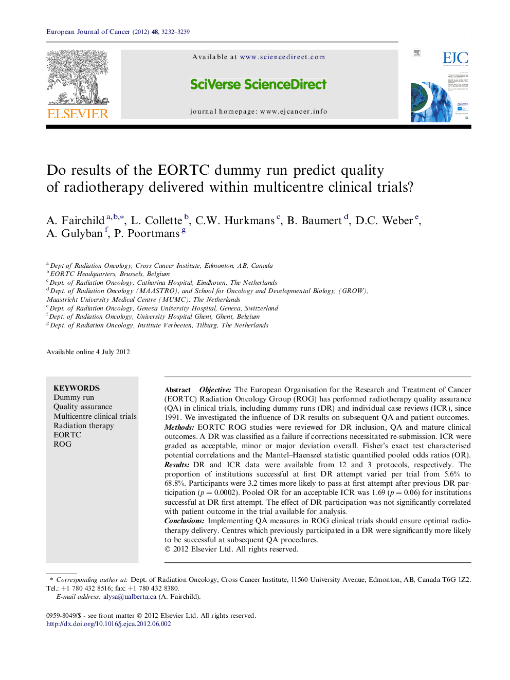 Do results of the EORTC dummy run predict quality of radiotherapy delivered within multicentre clinical trials?