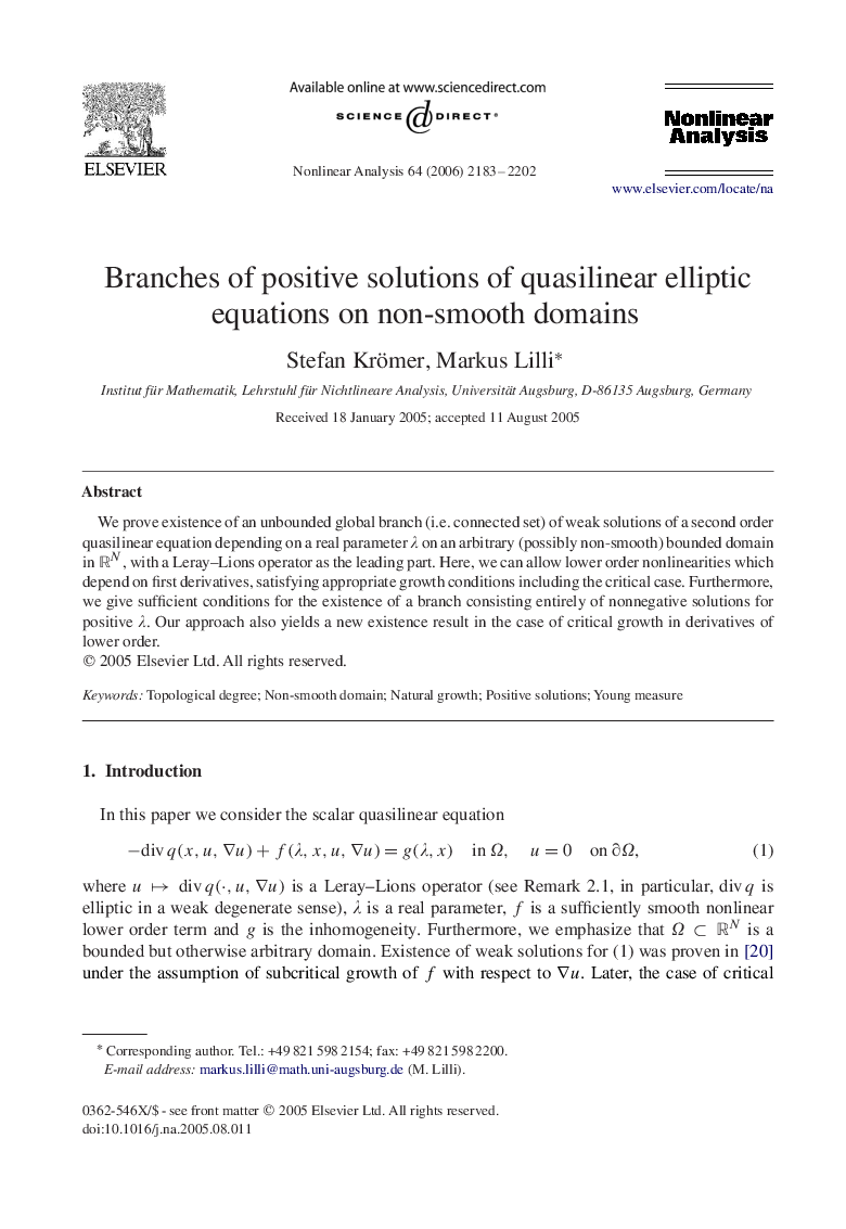 Branches of positive solutions of quasilinear elliptic equations on non-smooth domains