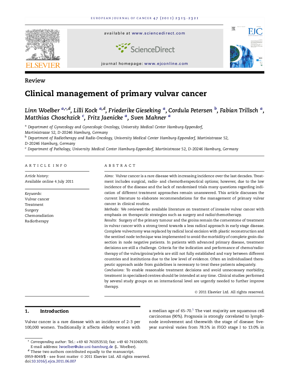 Clinical management of primary vulvar cancer