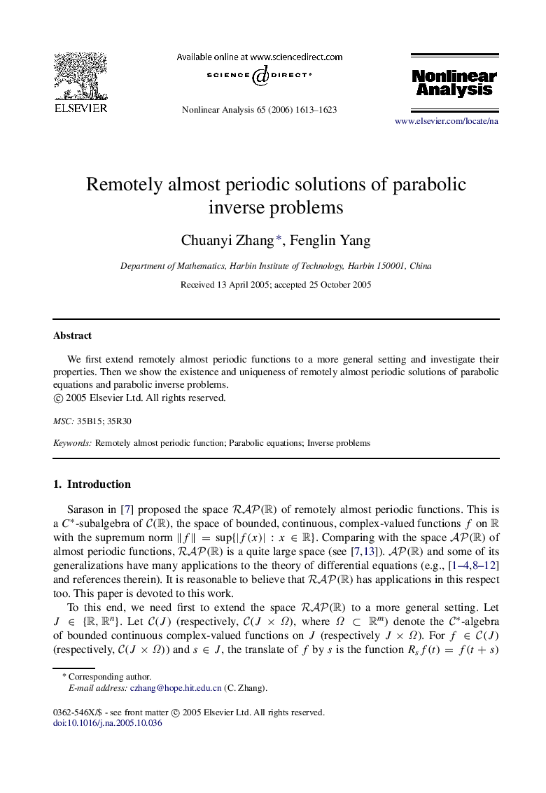 Remotely almost periodic solutions of parabolic inverseÂ problems