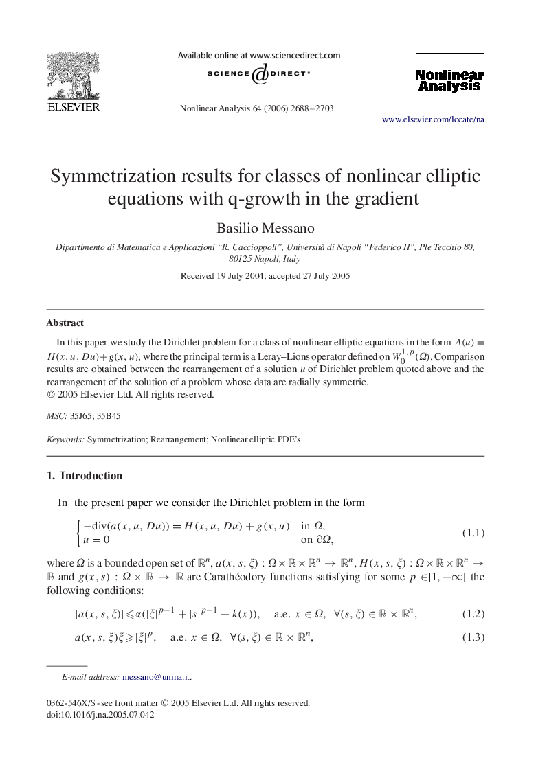 Symmetrization results for classes of nonlinear elliptic equations with q-growth in the gradient