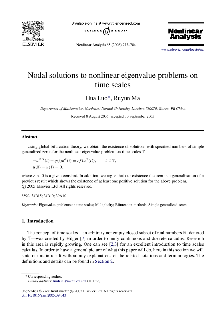 Nodal solutions to nonlinear eigenvalue problems on time scales