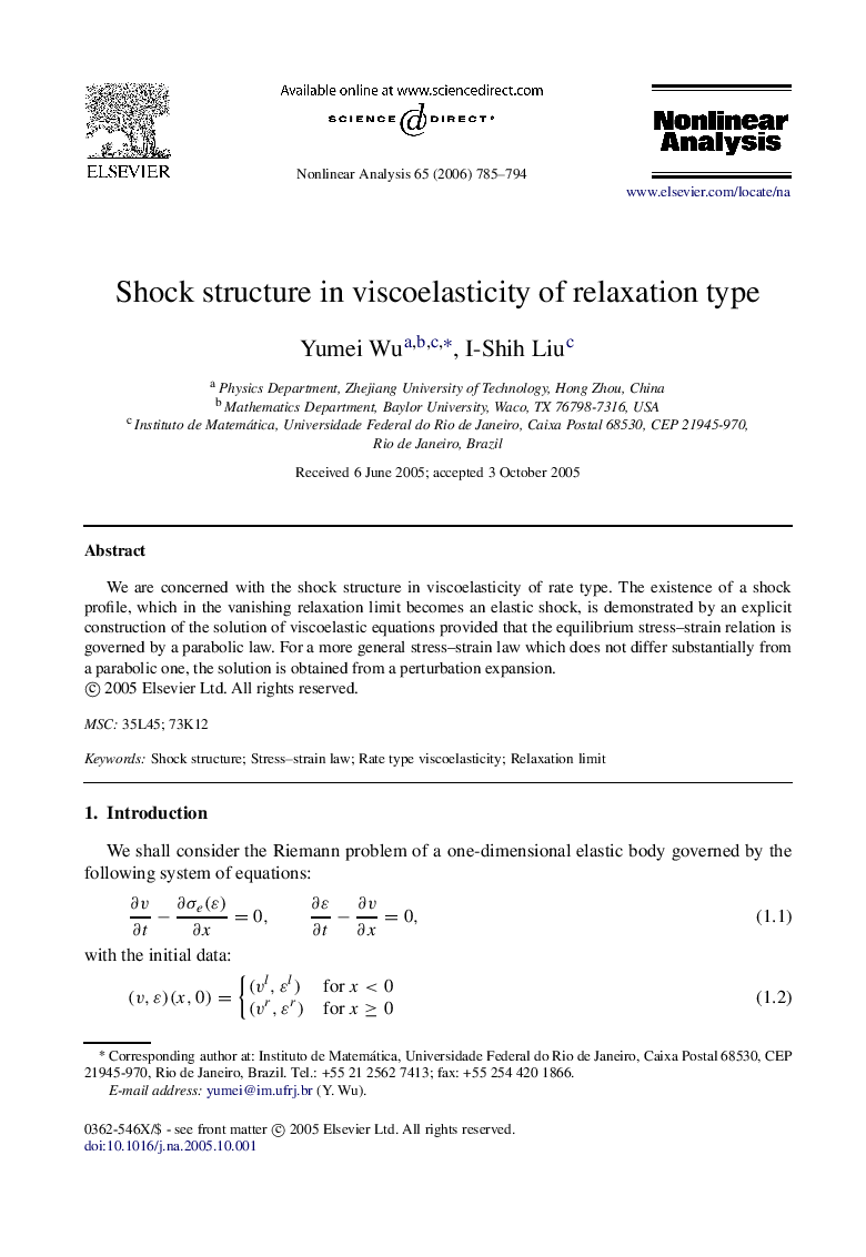 Shock structure in viscoelasticity of relaxation type