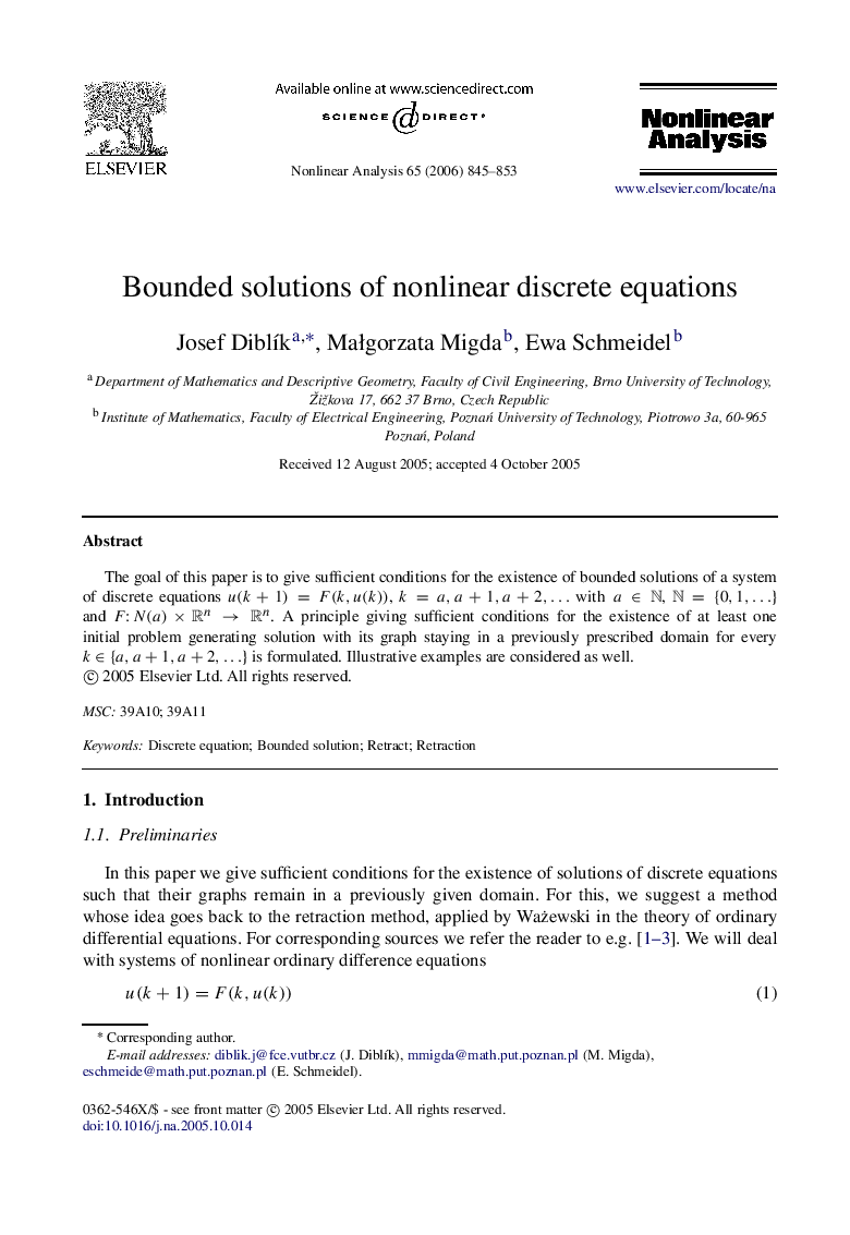 Bounded solutions of nonlinear discrete equations