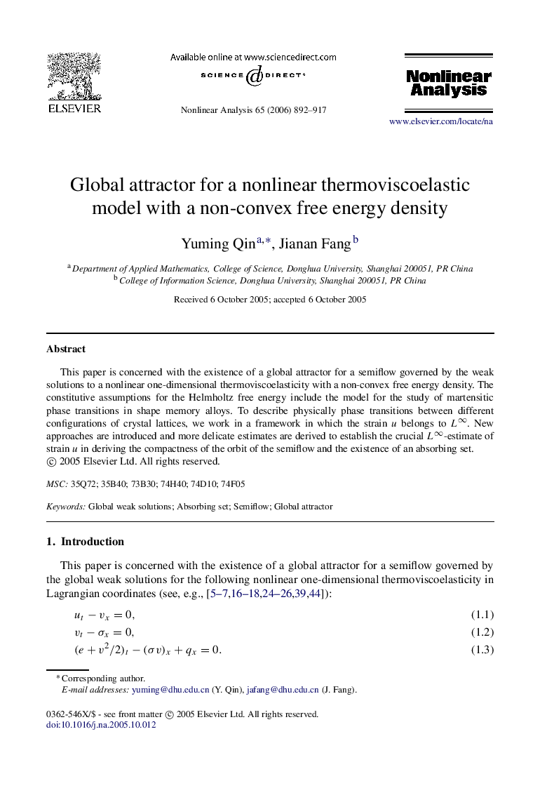 Global attractor for a nonlinear thermoviscoelastic model with a non-convex free energy density